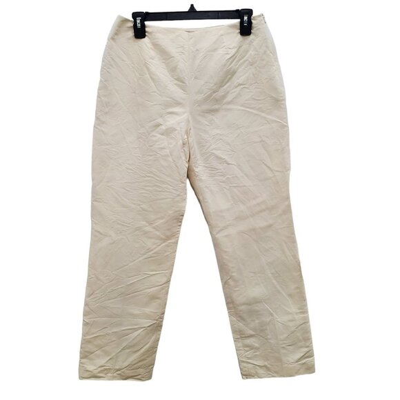 Sigrid Olsen‎ Women's Eggshell Cream Silk Blend No Waist Flat Front Pants Size 8 - Picture 1 of 4